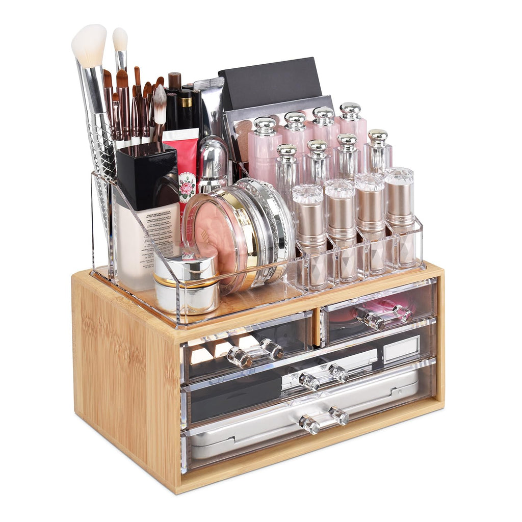 Ikee Design Acrylic Rotating Lipstick Gloss Make Up Organizer with 53 Slots