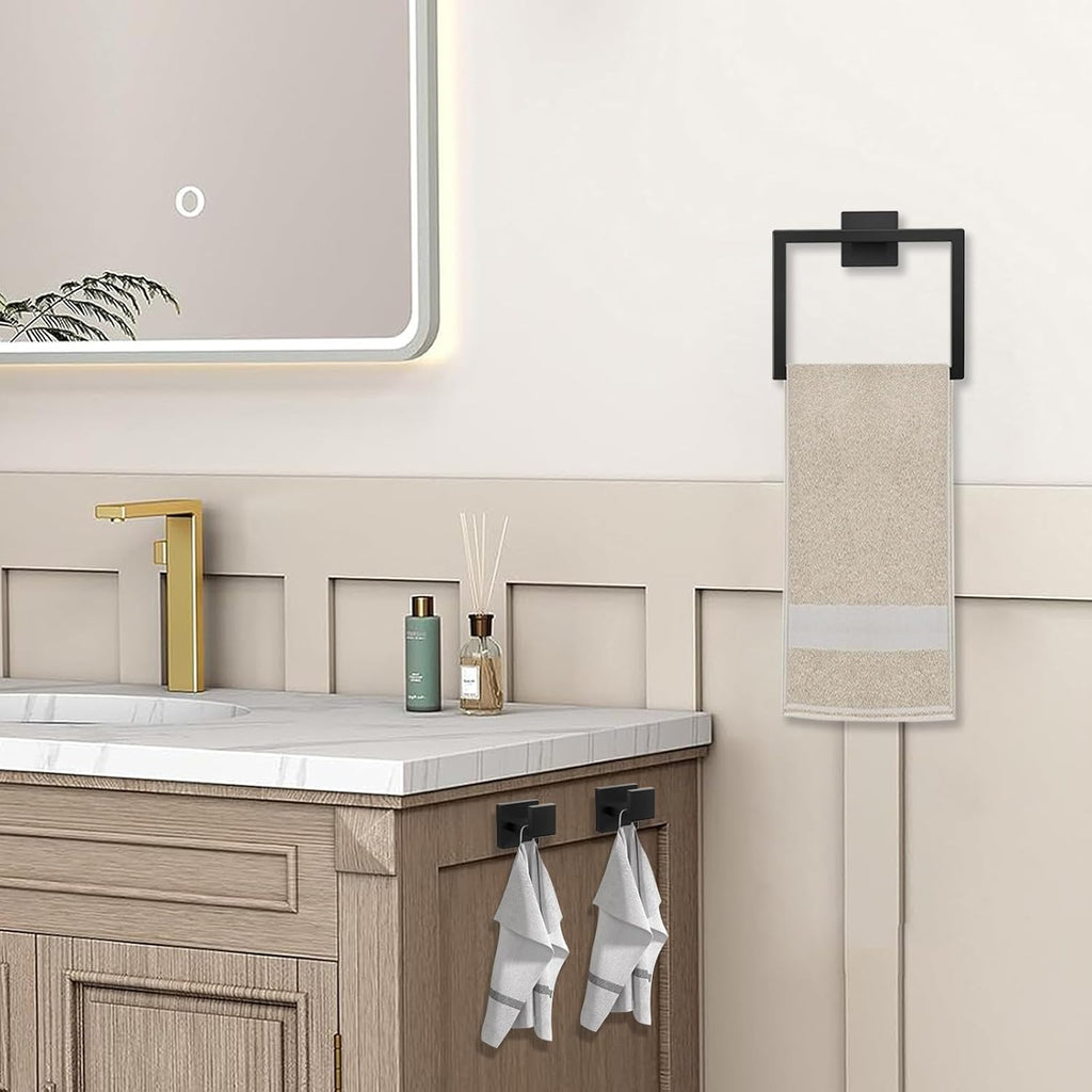JOPOFI 10 Piece Towel Bar Set - 15.7Inch Bath Towel Holder - Matte Black