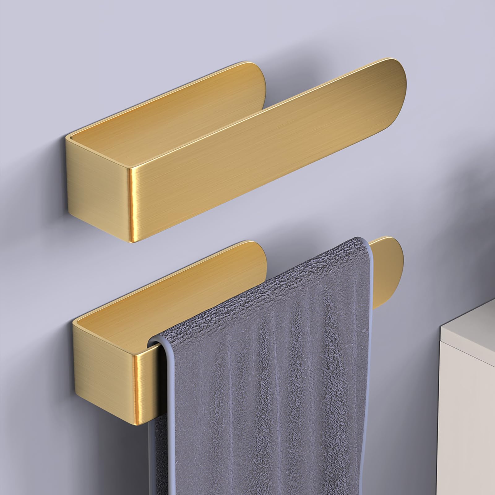 HUFEEOH Hand Towel Holder, Stainless Steel Bathroom Towel Holder Towel Bar, Matte Black Dish Towel Hanger Wall Mount Kitchen Towel Rack Heavy Duty Hand Towel Racks for Bathroom