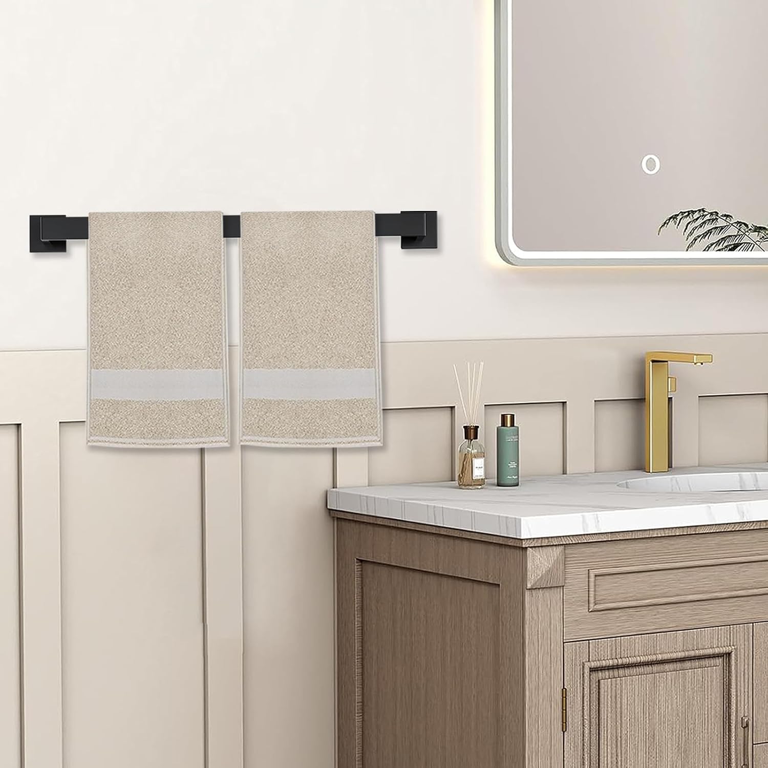 JOPOFI 5 Piece Towel Bar Set - 23.6Inch Bathroom Towel Holder - Matte Black