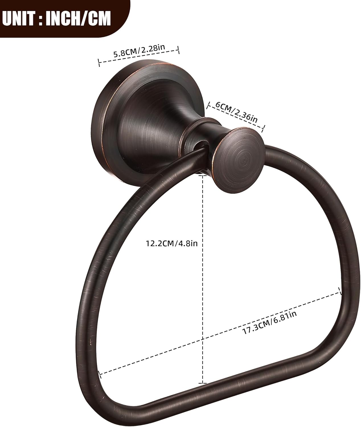WOLIBEER Bronze Towel Ring,Bathroom Hand Towel Holder,Oil Rubbed Towel Hanger Wall Mount Farmhouse Towel Rack Rustic Bath Accessories Half Round