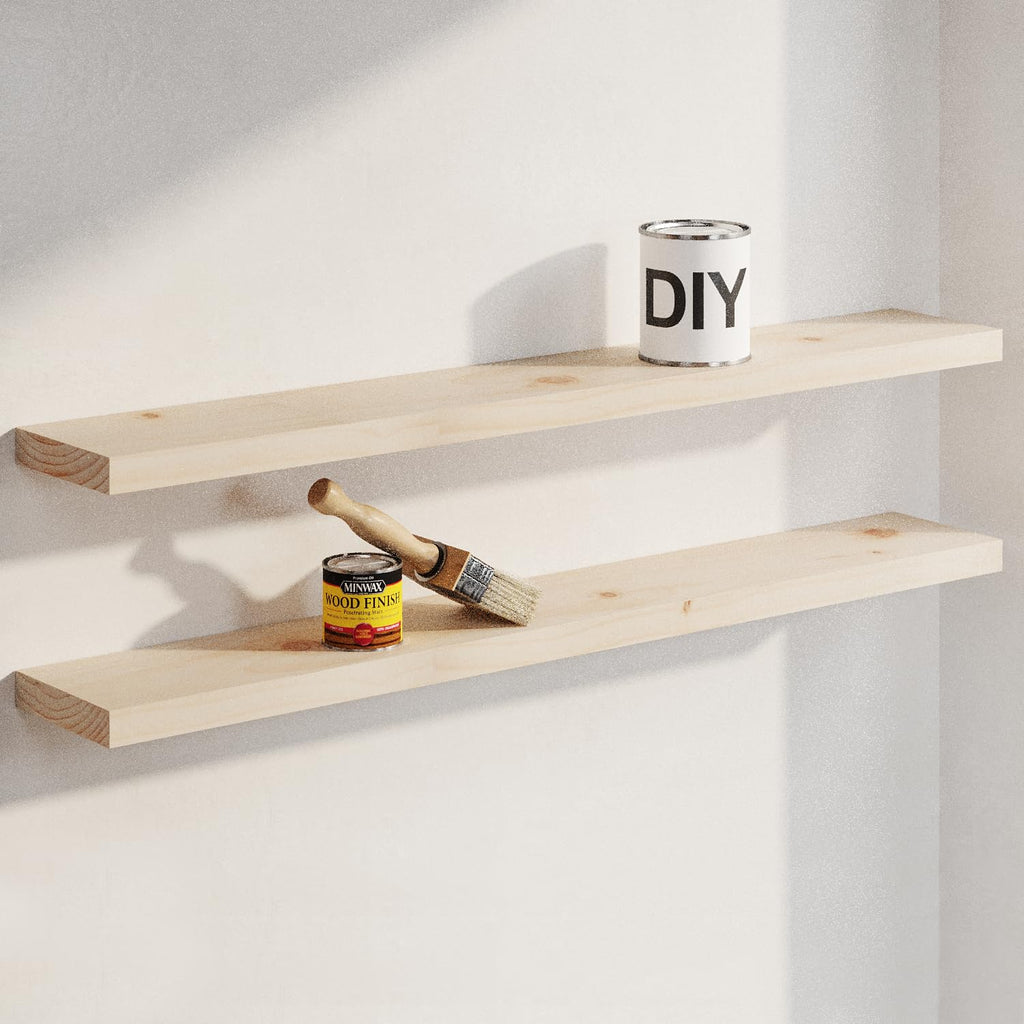 Homeforia 24 Inch Floating Shelves, High-End Solid Pine Wood, Set of 2