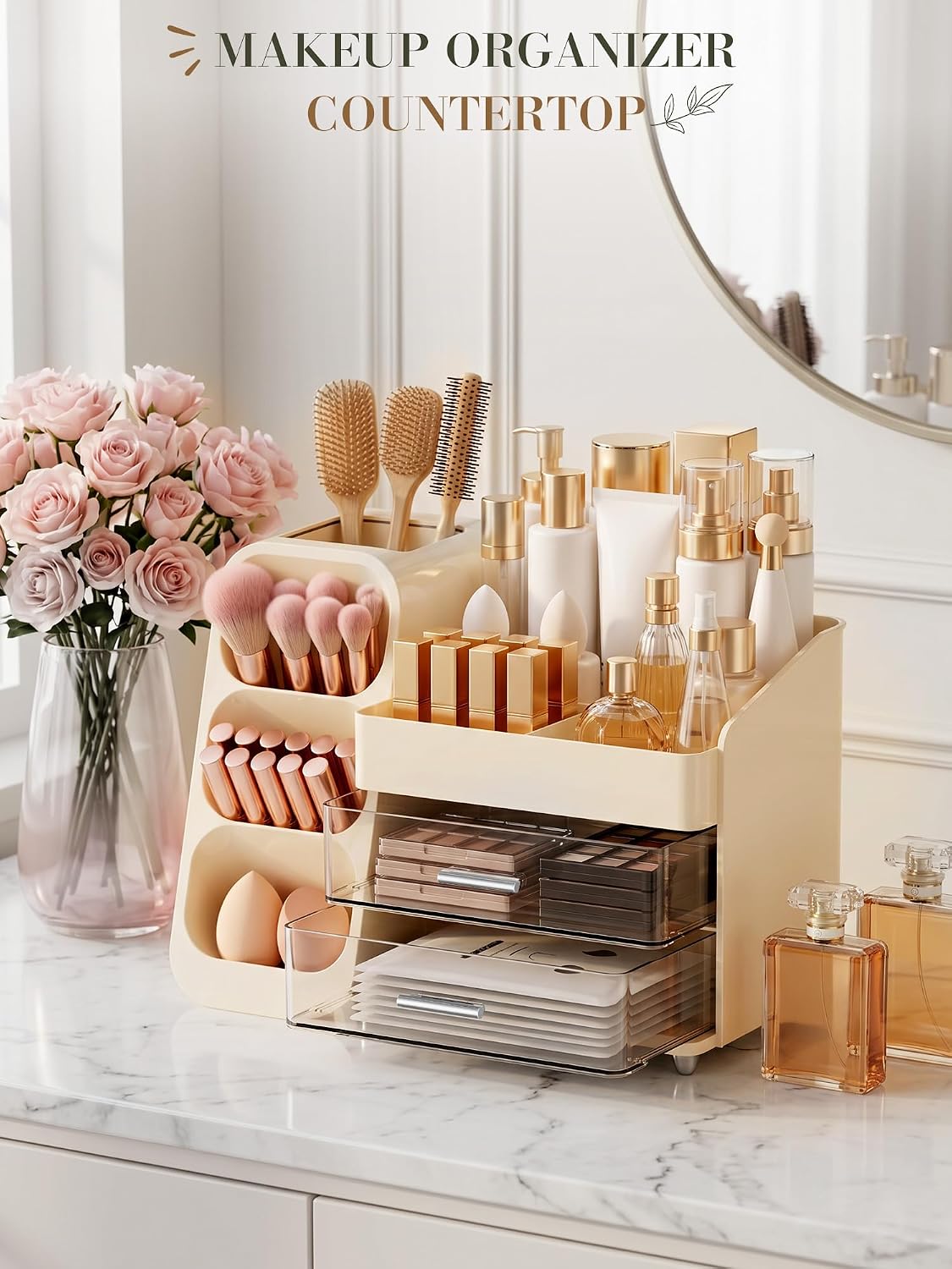 Large Makeup Organizer Countertop for Vanity Skincare Organizers Cream