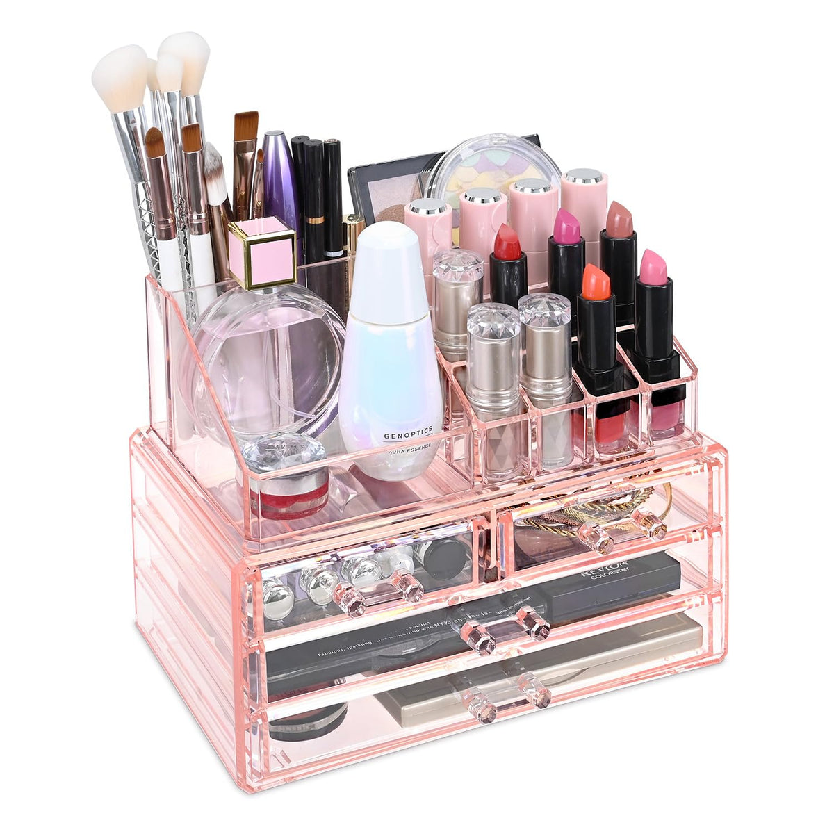 Ikee Design Acrylic Rotating Lipstick Gloss Make Up Organizer with 53 Slots