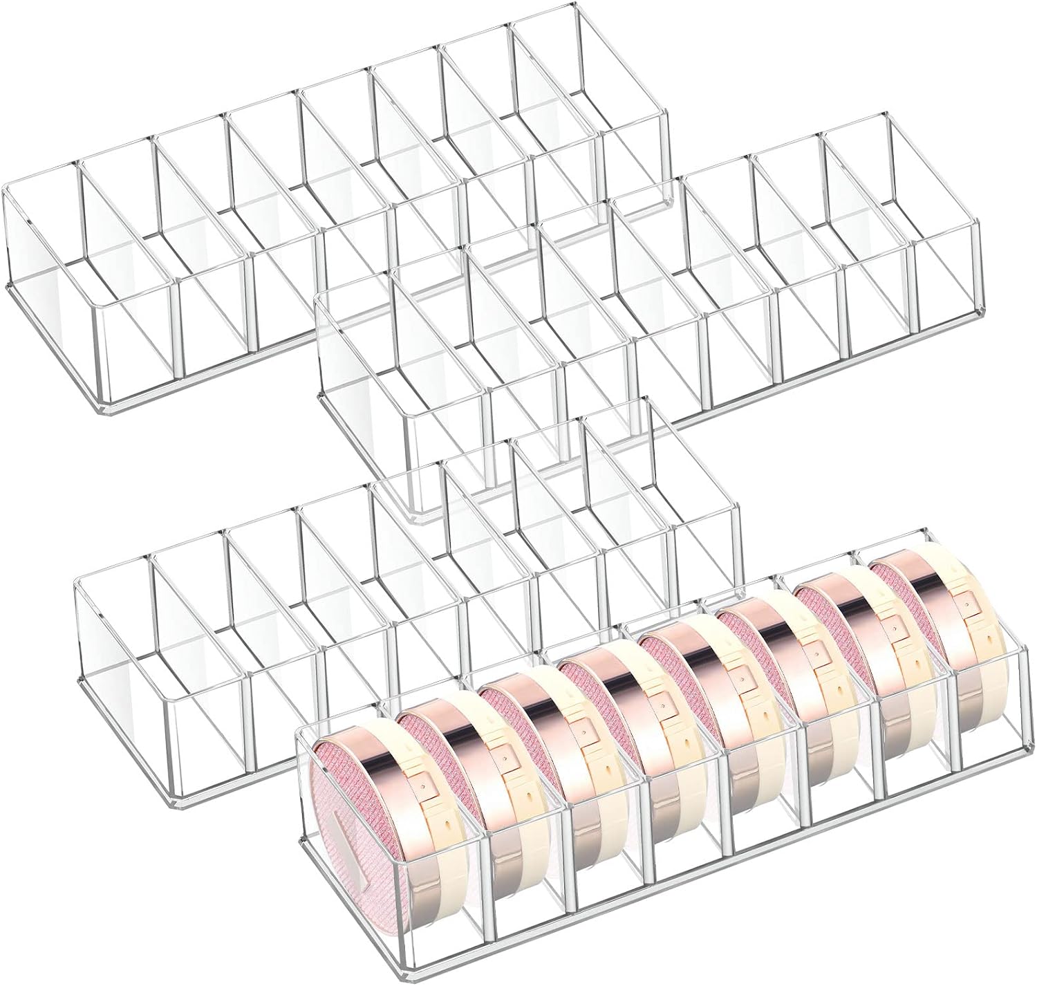 4 Pcs Uanse Acrylic Makeup Compact Organizer Detachable Clear Organizer