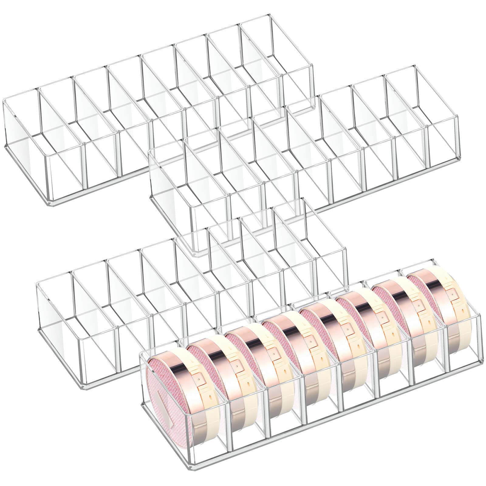 4 Pcs Uanse Acrylic Makeup Compact Organizer Detachable Clear Organizer