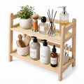 Rattan-Look Bathroom Counter Organizer, Countertop Shelf for Bathroom Decor