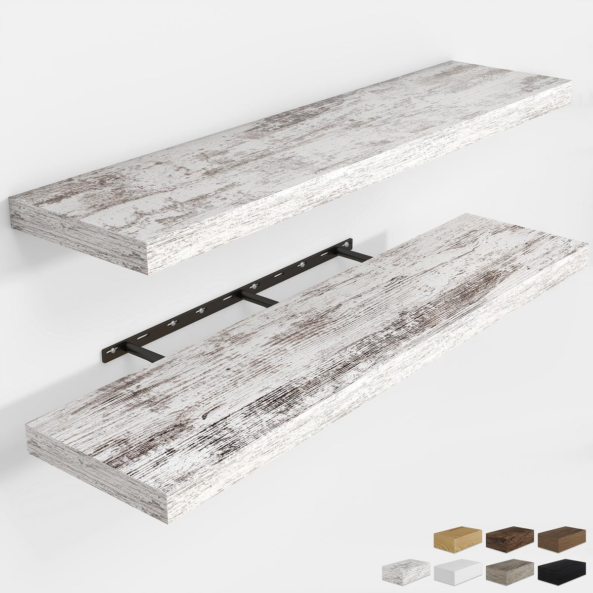 RICHFOCUS 28Inch Floating Shelves for Wall 2 Pack Shelves for Bedroom|Kitchen|Bathroom|Laundry Room Rustic Wood Wall Mounted Shelf with Invisible Brackets for Books|Storage|Decor, Oak
