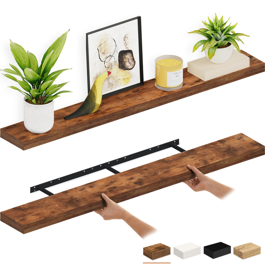 Ballucci Floating Shelf, 36" Hanging Shelf with Invisible Brackets, Wooden Floating Shelves for Walls, Book Shelf, Wall Shelves for Home Office, Bathroom, Living Room, 6 inch Deep, Gray