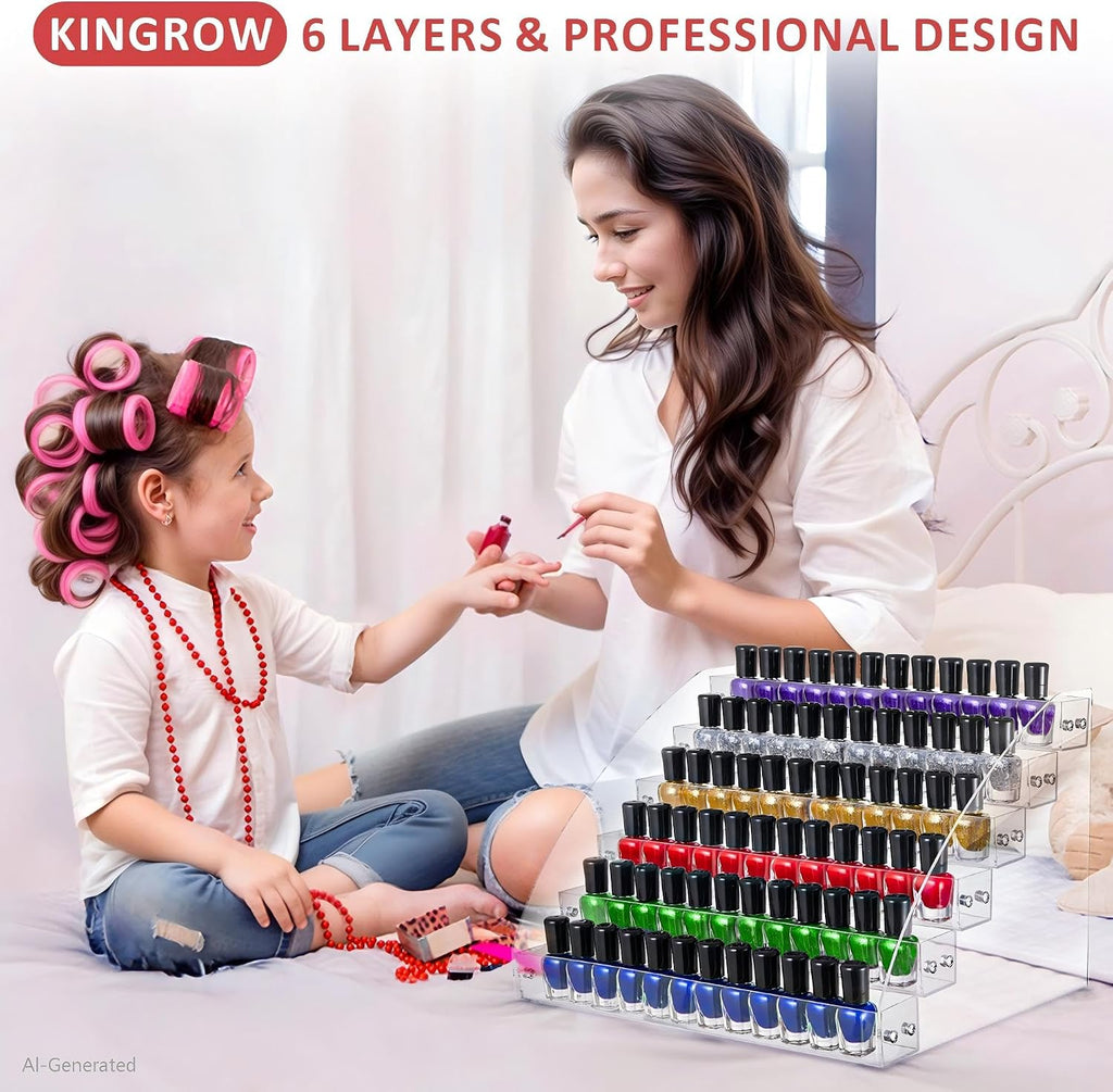 KINGROW Nail Polish Organizer, Acrylic Paint Display for table 6 Tier