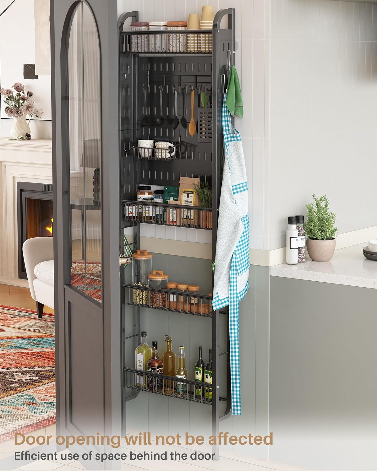 UMDONX Metal Narrow Multi-Functional Over-the-Door Storage Rack