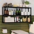 PPN 100% Bamboo Towel Rack Bathroom Storage Shelves Over Toilet Towel Bar