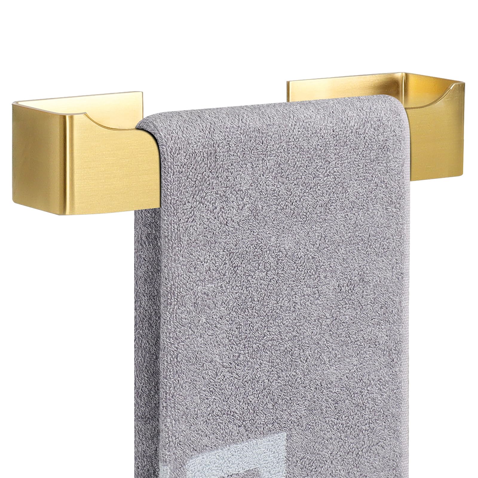 NearMoon Self Adhesive Hand Towel Holder/Towel Ring, Stainless Steel Hand Towel Bar Rustproof Stick on Wall-Towel Rack for Bathroom/Kitchen, Square Sticky and Wall Mounted (9 Inch, Matte Black)