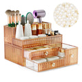 Youdepot Makeup Organizer Countertop - Tempered Glass Vanity Organizer for Cosmetics, Skincare, Hair Tools, Brushes, Perfume - Multipurpose Bathroom Counter Skincare Organizer