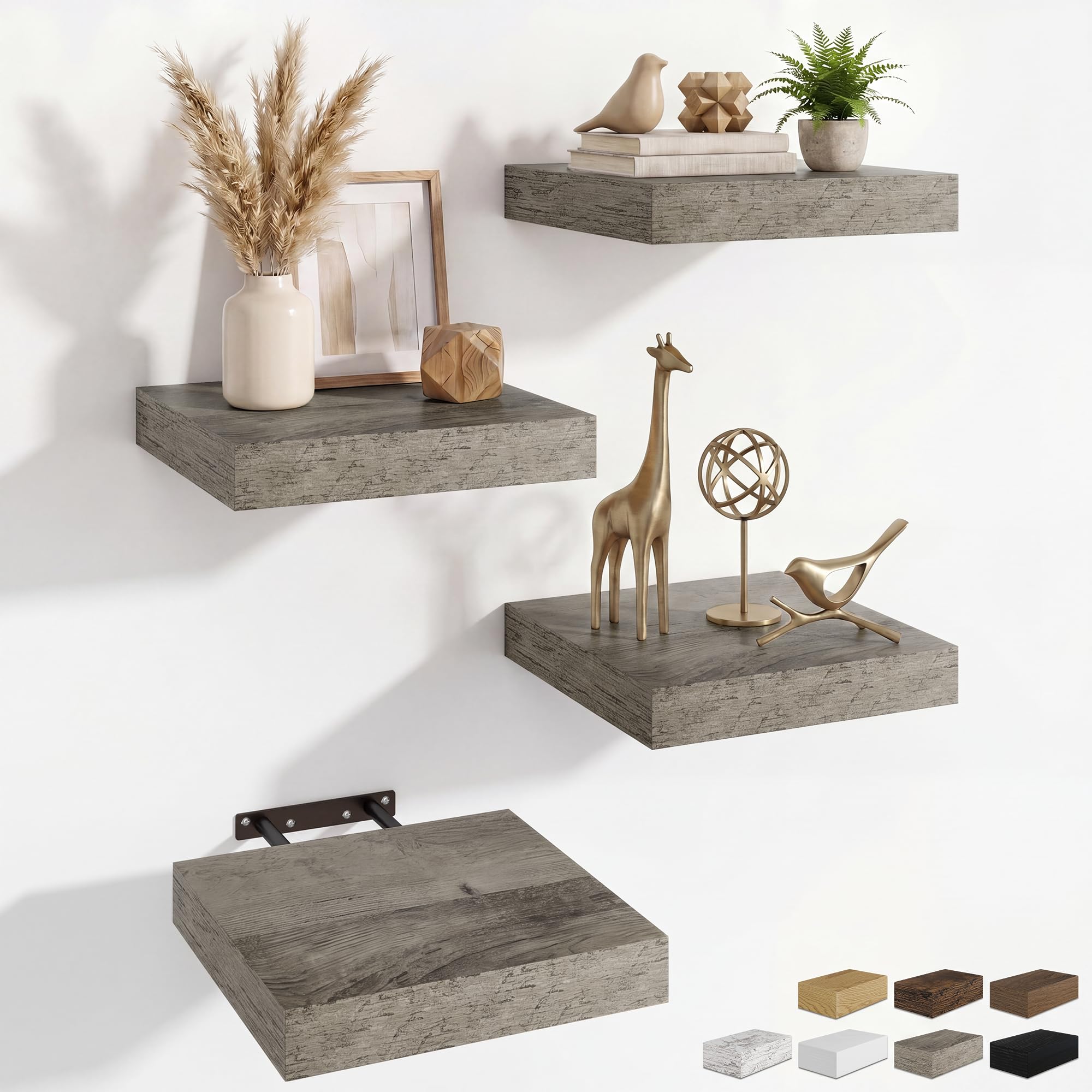 RICHFOCUS 28Inch Floating Shelves for Wall 2 Pack Shelves for Bedroom|Kitchen|Bathroom|Laundry Room Rustic Wood Wall Mounted Shelf with Invisible Brackets for Books|Storage|Decor, Oak