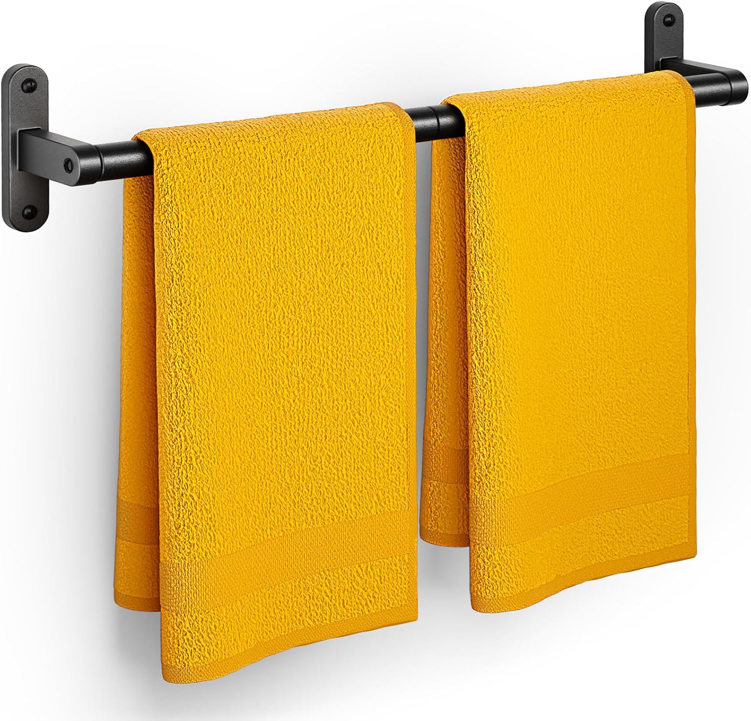 Powools Matte Black 24" Towel Rack, Rustproof Wall Mounted Towel Bar