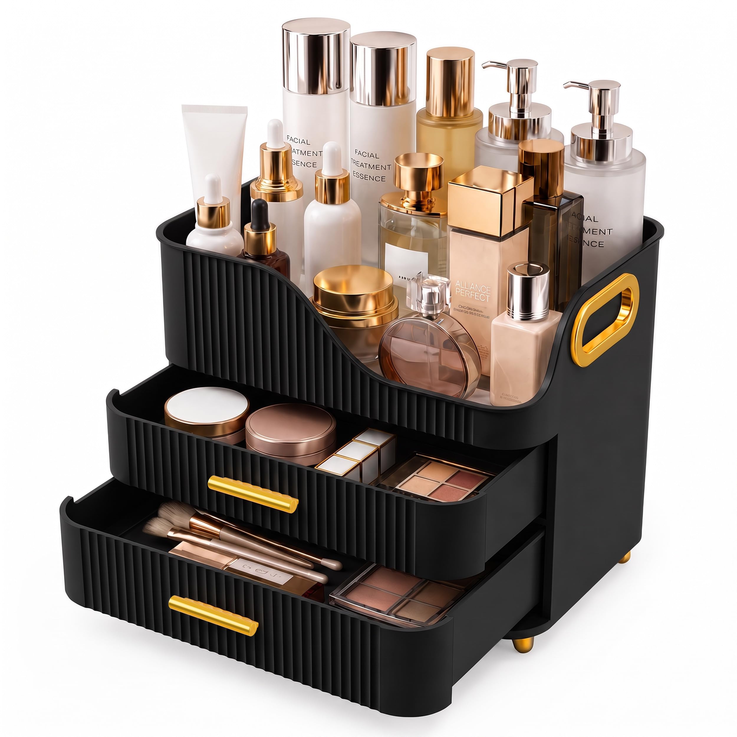 Booklov Large Makeup Organizer for Vanity, Bathroom Countertop, Green