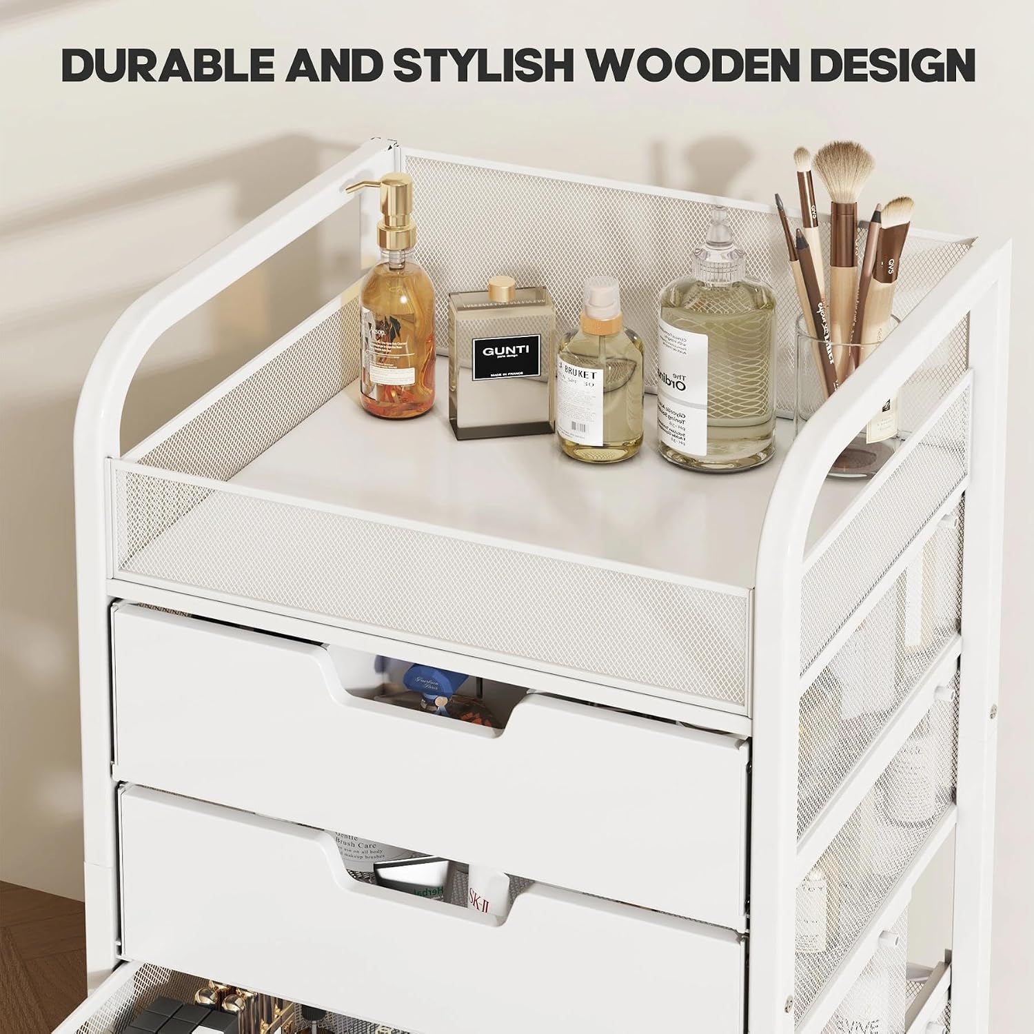 Makeup Cart Organizer with 4 Drawers and Dividers