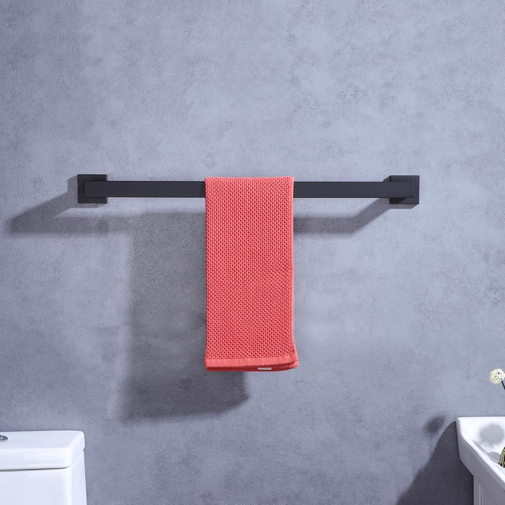 LANC 2 Pack Bath Towel Bars, Matte Black 24-Inch Bathroom Towel Rail Square Towel Racks Kitchen Towel Holders, Stainless Steel Wall Mount Towel Hanger Towel Rods,A8804-6MB