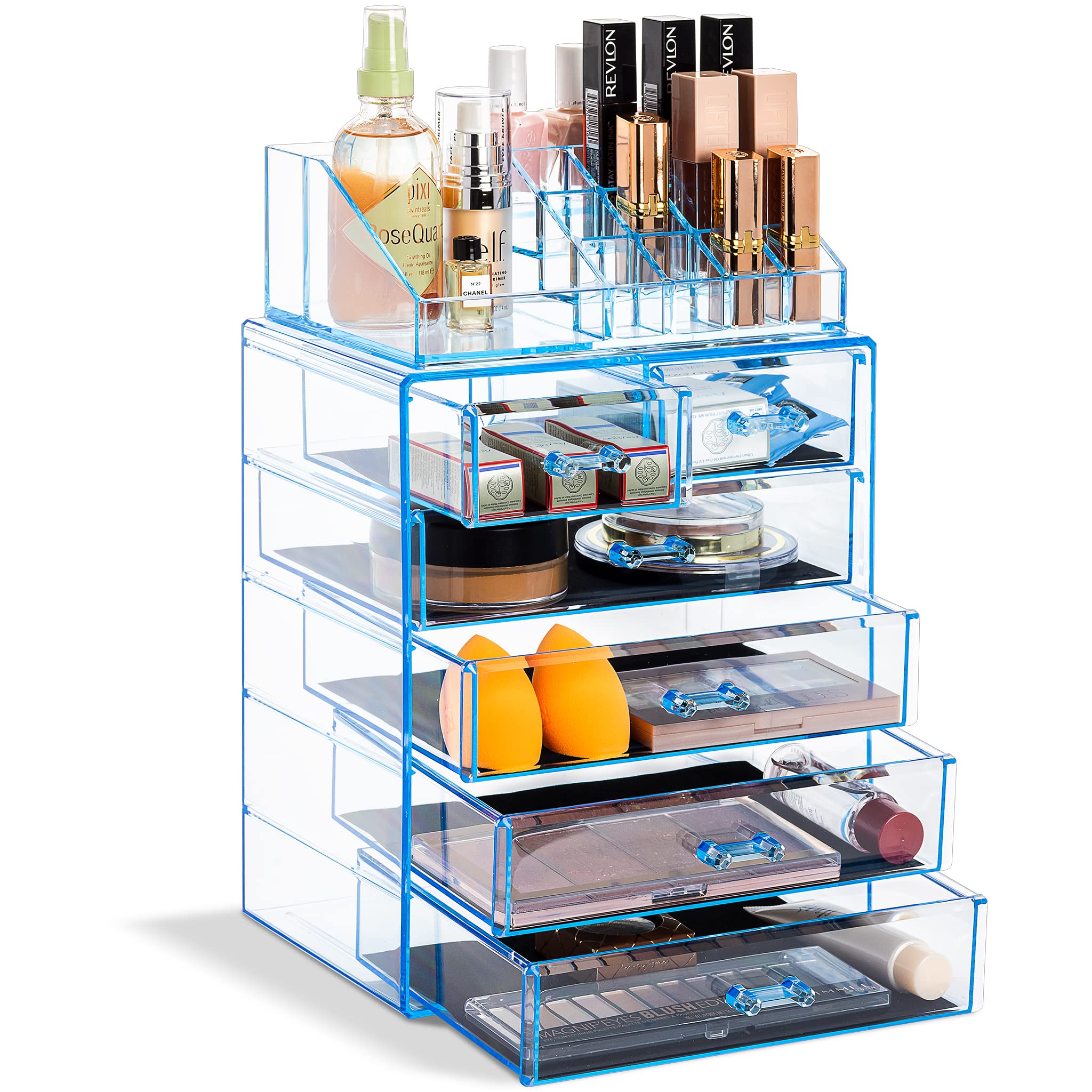 Sorbus Makeup Organizer, 6-Drawer Acrylic 2-Piece Set (Bronze Glow)