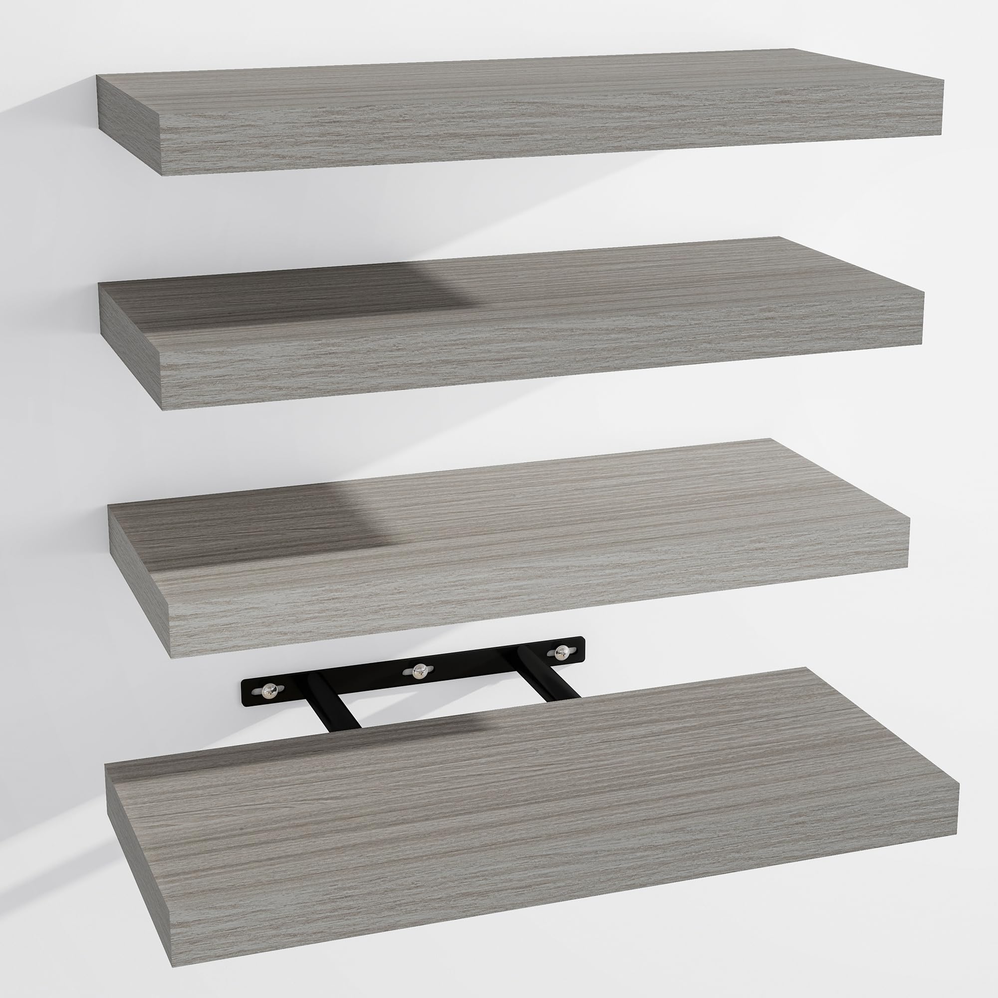 Venusmiles Bathroom Floating Shelves for Wall, 15" Wall Mounted Shelves with Invisible Brackets, 4 Small Wood Floating Wall Shelf Shelves for Living Room, Bedroom, Kitchen, Bathroom (Oak)