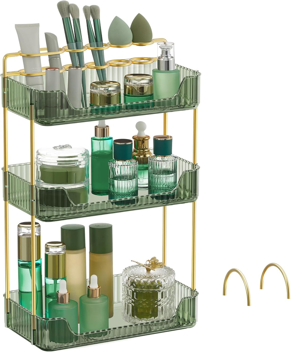 SONGMICS 3-Tier Makeup Organizer, Square, Customizable