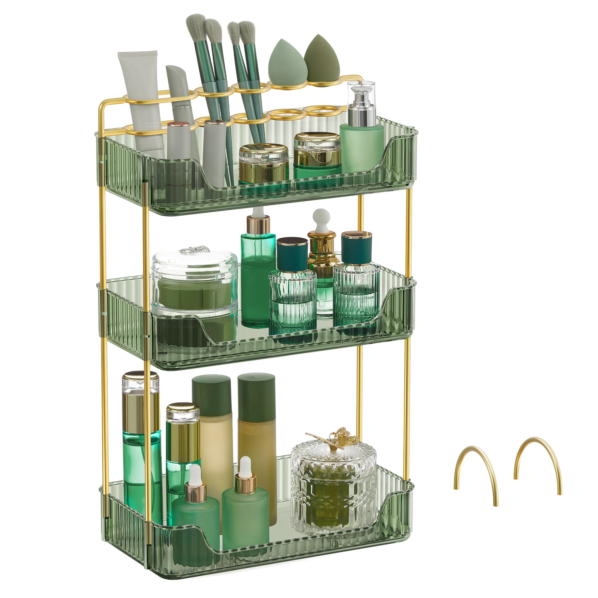 SONGMICS 3-Tier Makeup Organizer, Square, Customizable