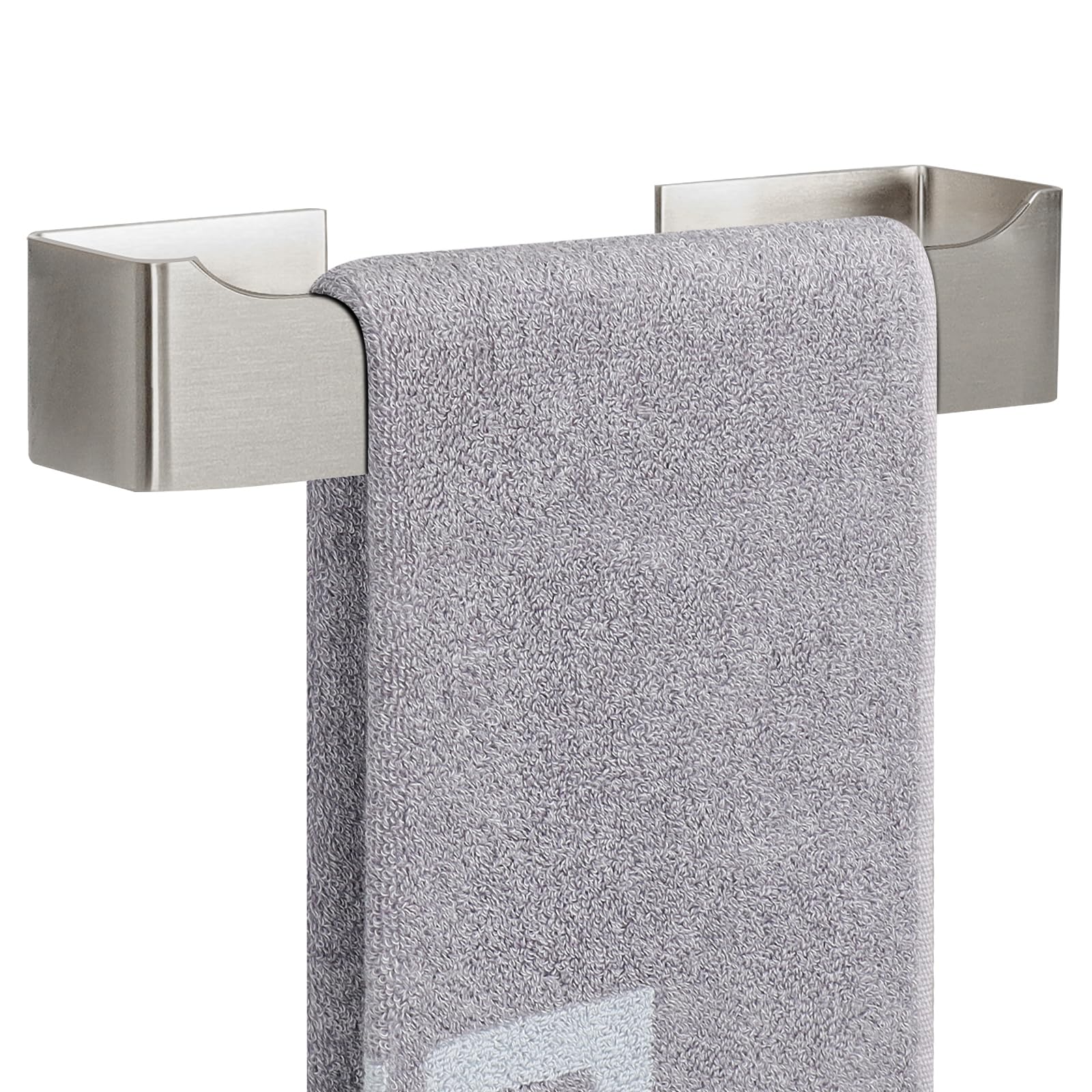 NearMoon Self Adhesive Hand Towel Holder/Towel Ring, Stainless Steel Hand Towel Bar Rustproof Stick on Wall-Towel Rack for Bathroom/Kitchen, Square Sticky and Wall Mounted (9 Inch, Matte Black)