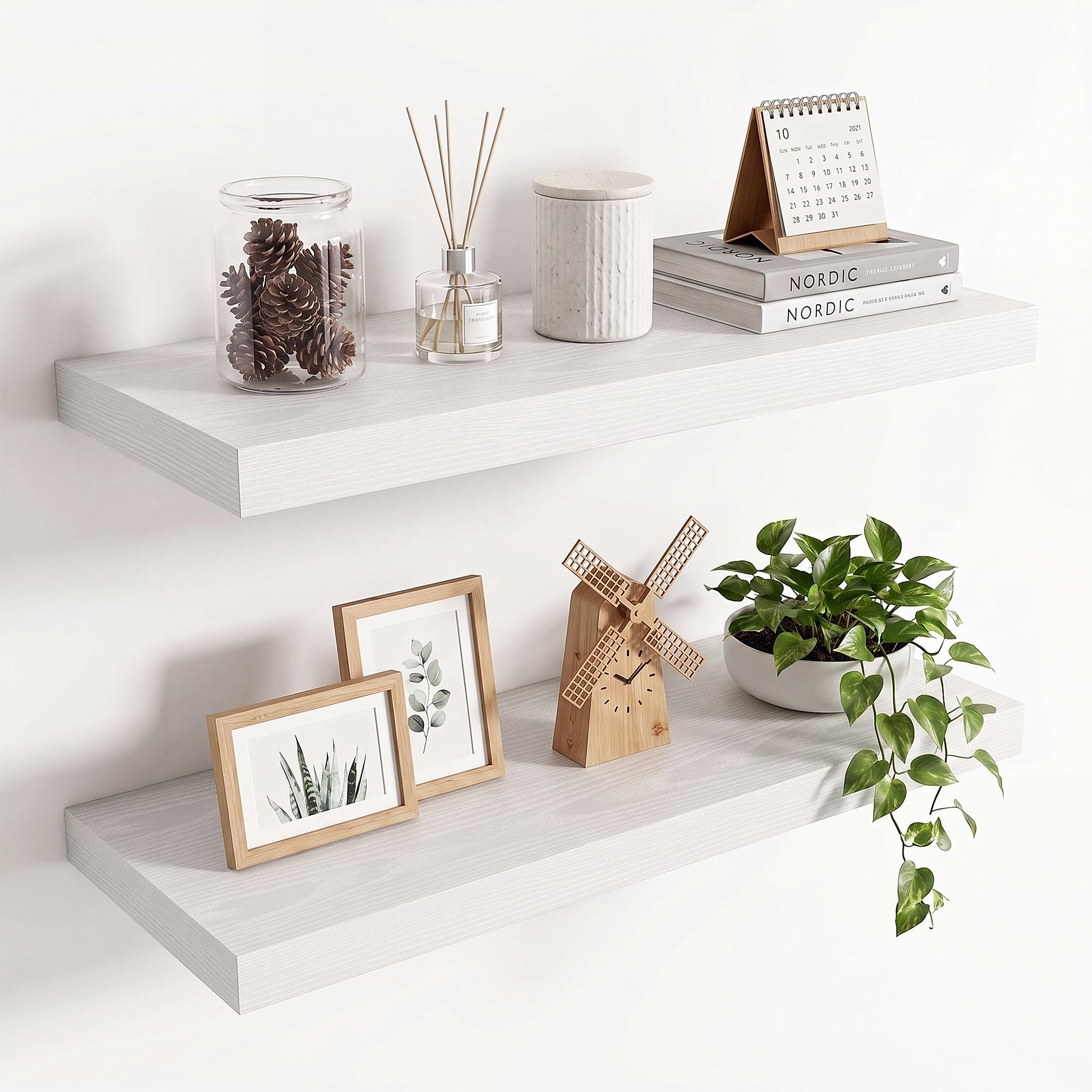 36in Floating Shelves for wall Set of 2, Black Wall Mounted Shelf 9.3in Deep for Wall Decor, Hanging Shelf 1.5in Thick for Living Room, Bedroom, Bathroom, Kitchen, Office