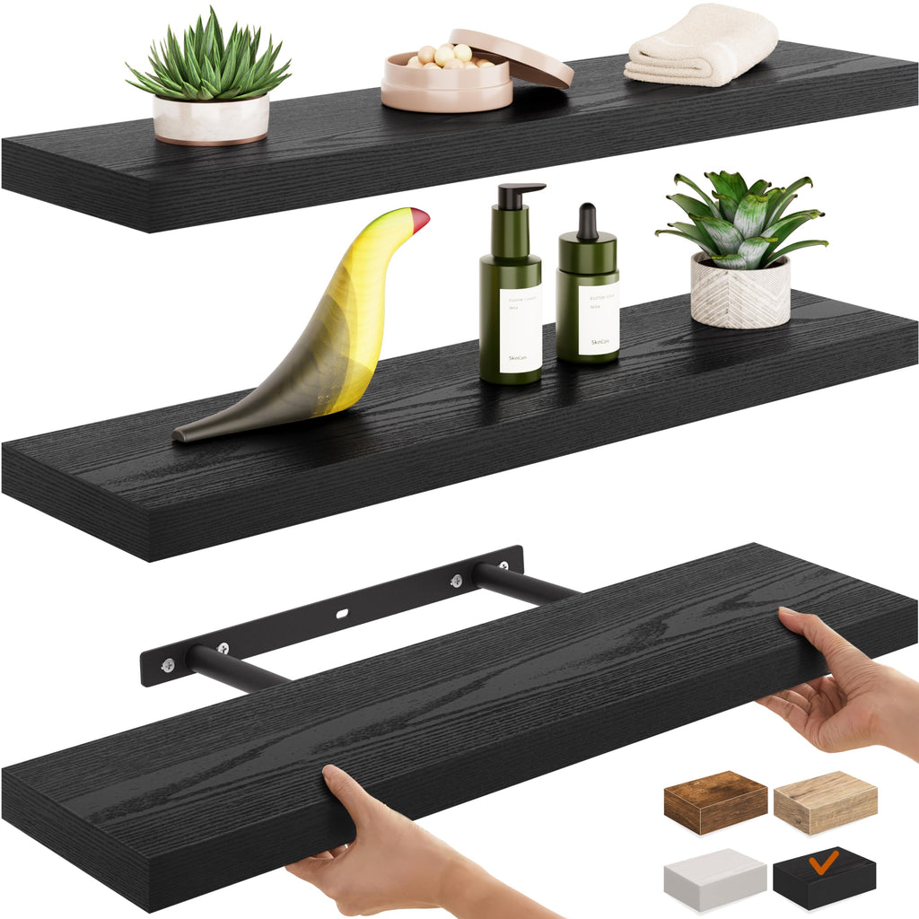 Ballucci Floating Shelf, 36" Hanging Shelf with Invisible Brackets, Wooden Floating Shelves for Walls, Book Shelf, Wall Shelves for Home Office, Bathroom, Living Room, 6 inch Deep, Gray