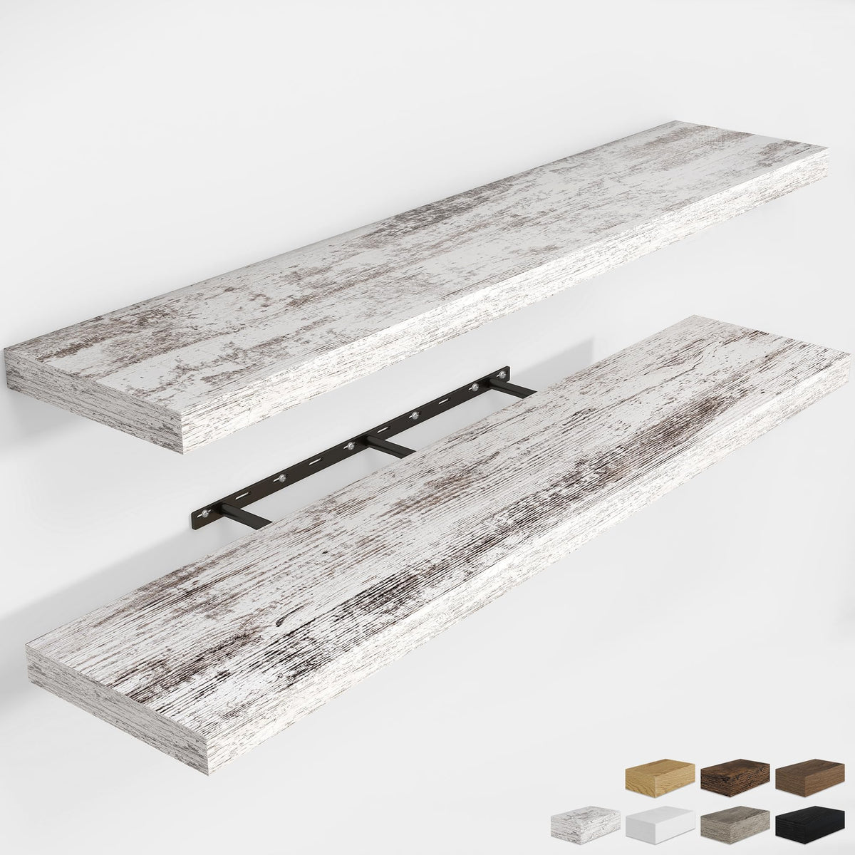 RICHFOCUS 28Inch Floating Shelves for Wall 2 Pack Shelves for Bedroom|Kitchen|Bathroom|Laundry Room Rustic Wood Wall Mounted Shelf with Invisible Brackets for Books|Storage|Decor, Oak