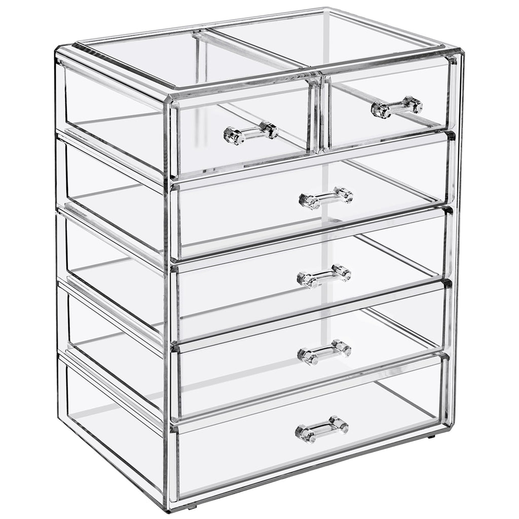 Sorbus 6-Drawer Makeup Organizer with Small & Wide Drawers (Clear)
