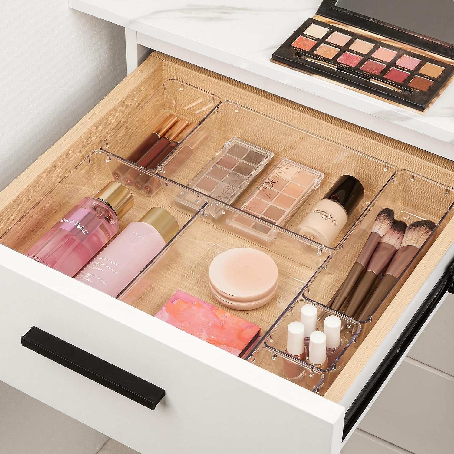 Vtopmart 10 Pack Clear Drawer Organizer Bins, 4 Sizes Makeup Storage Trays