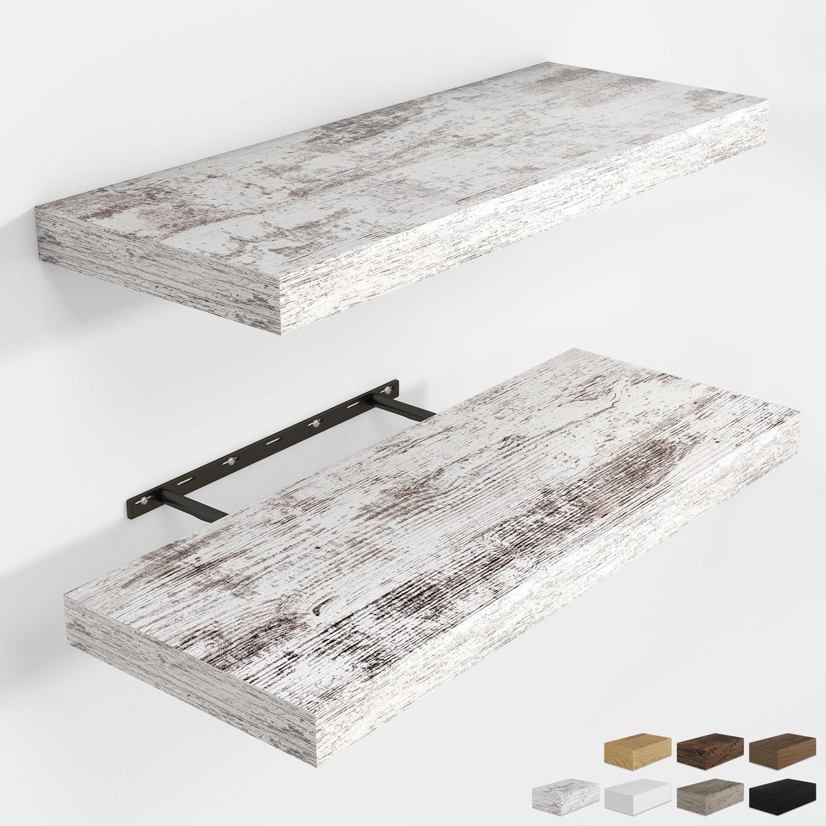 RICHFOCUS 28Inch Floating Shelves for Wall 2 Pack Shelves for Bedroom|Kitchen|Bathroom|Laundry Room Rustic Wood Wall Mounted Shelf with Invisible Brackets for Books|Storage|Decor, Oak