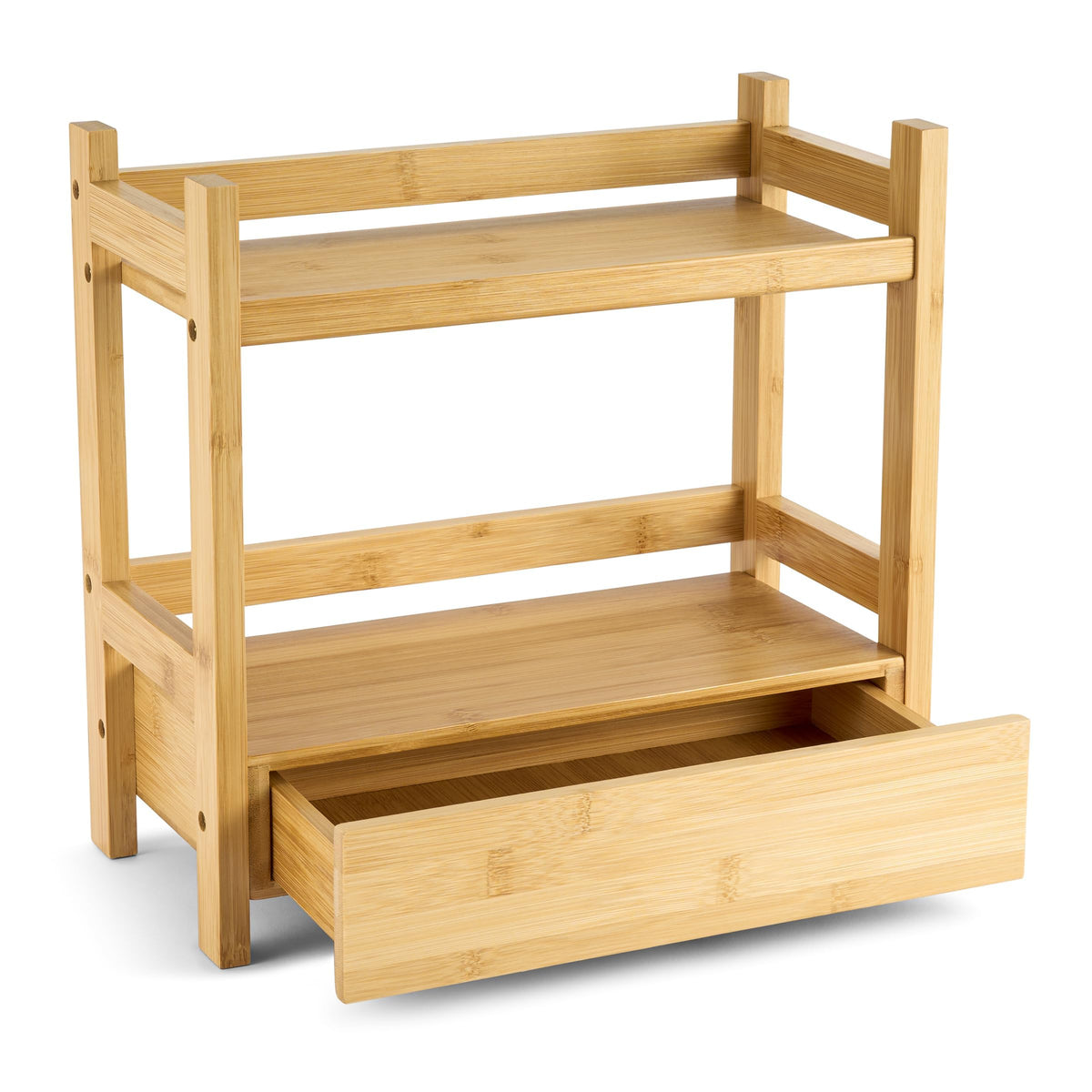 Sorbus Bamboo Bathroom Counter Organizer – 2-Tier Shelf with Hidden Drawer for Vanity, Matcha Station, Bathroom Sink Organizer Countertop, Kitchen & Office Storage (13″ L x 6.5″ W x 12.6″ H) (Brown)