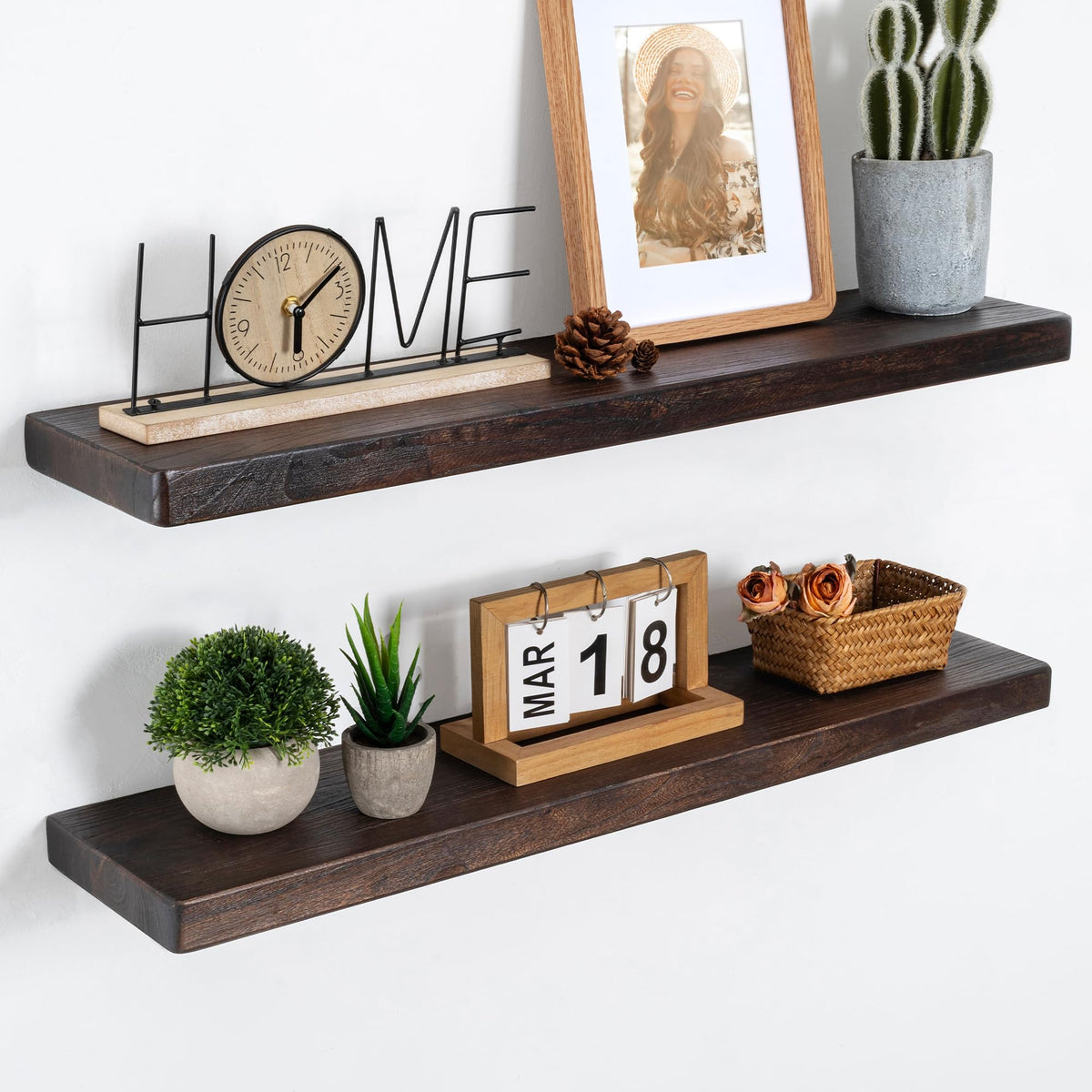Marsmiles 48in Solid Wood Floating Shelves for Wall, 1Pack|Walnut
