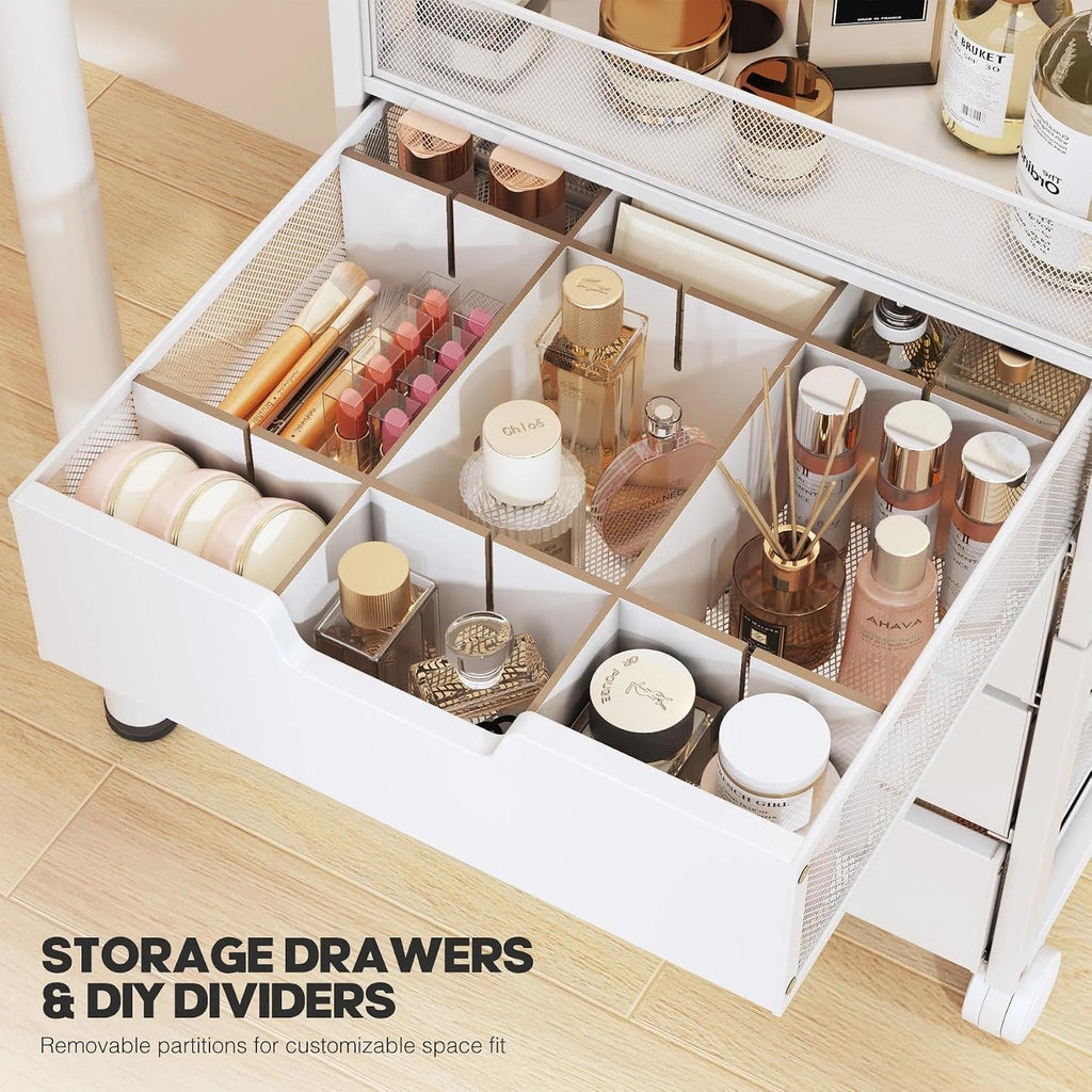Makeup Cart Organizer with 4 Drawers and Dividers
