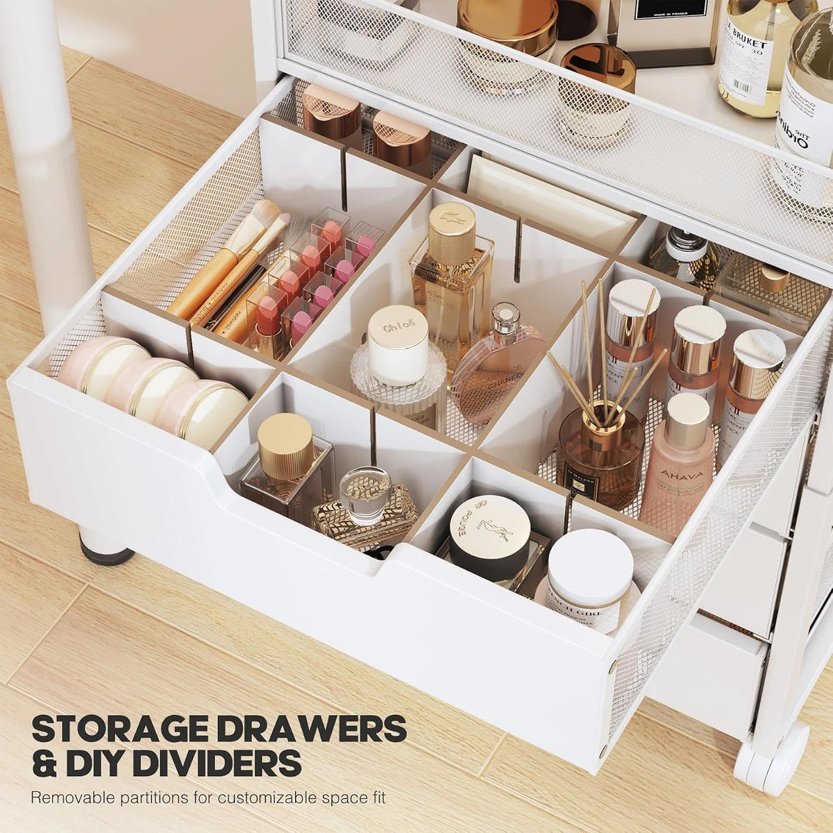 Makeup Cart Organizer with 4 Drawers and Dividers