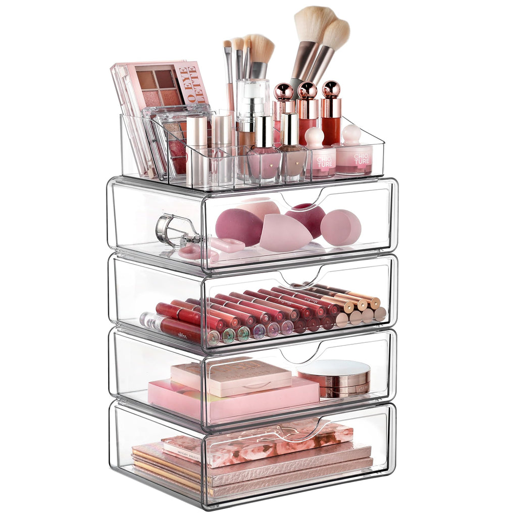 Vtopmart 3 Tier Clear Makeup Organizer with 2 Drawers