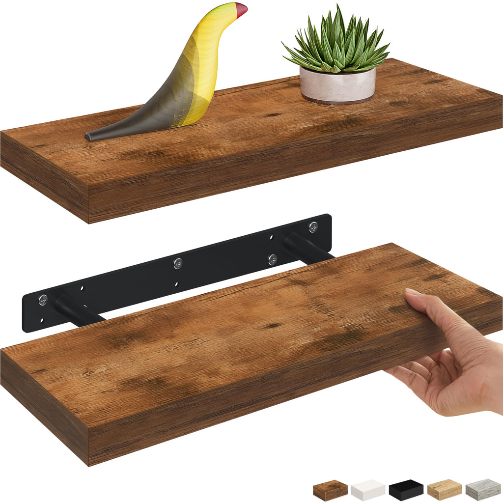 Ballucci Floating Shelves, 55" Wood Wall Shelf Set of 2, with Invisible Brackets for Bathroom, Living Room, Bedroom, Kitchen, Nursery, 6" Deep, White