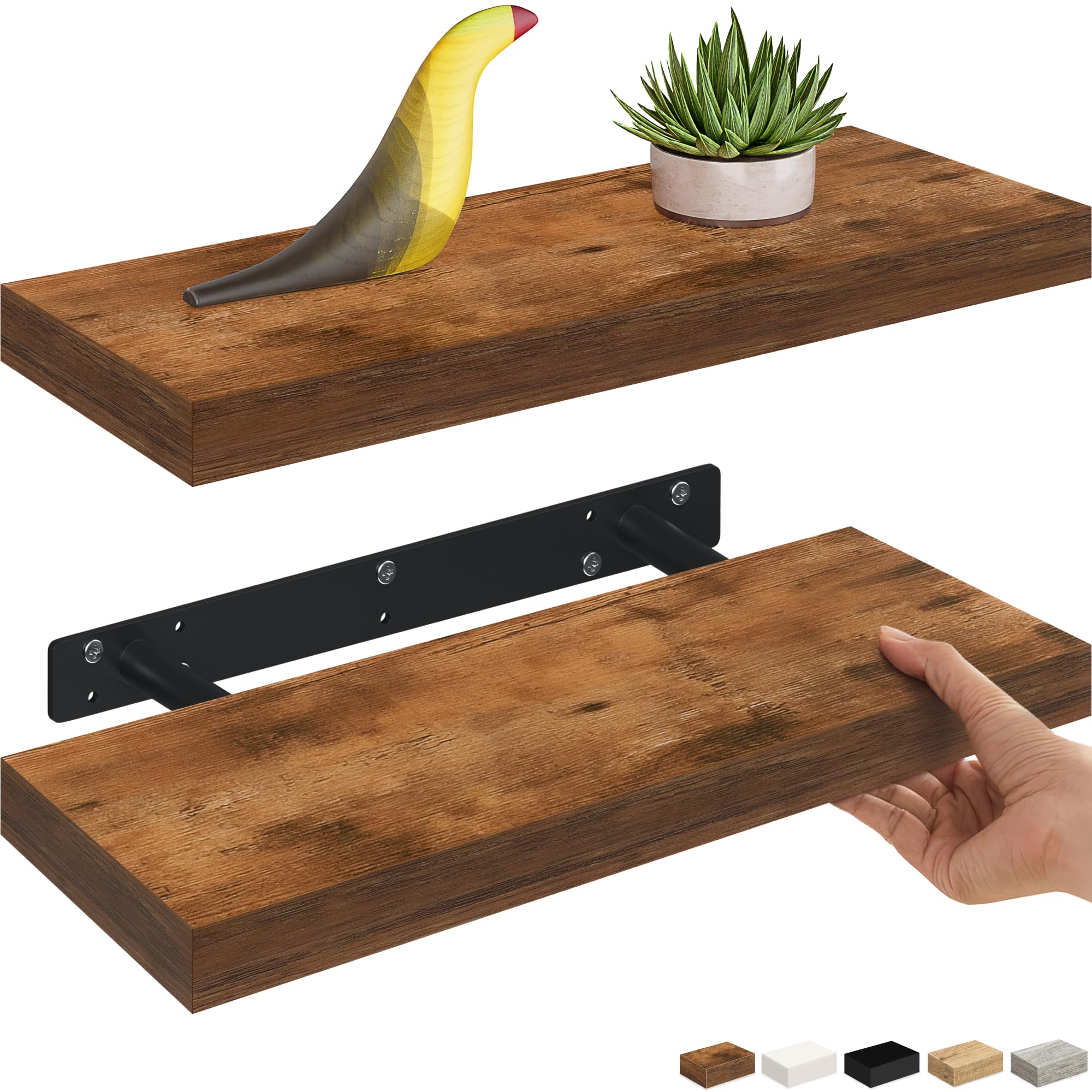 Ballucci Floating Shelf, 36" Hanging Shelf with Invisible Brackets, Wooden Floating Shelves for Walls, Book Shelf, Wall Shelves for Home Office, Bathroom, Living Room, 6 inch Deep, Gray