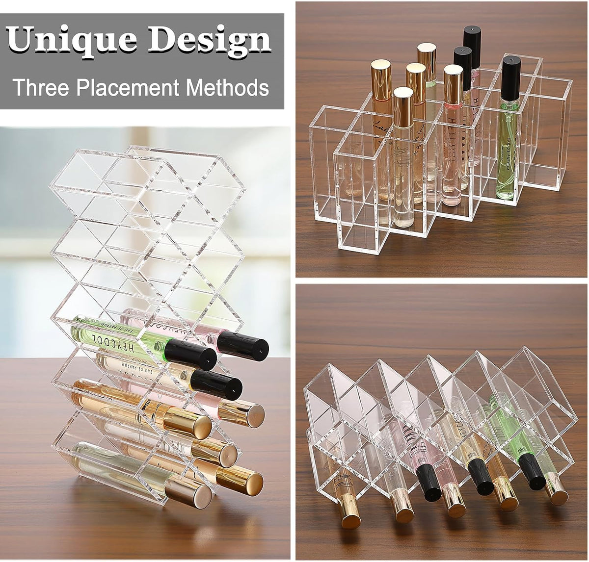 ELLDOO Rollerball Perfume Organizer, 14 Spaces Acrylic Perfume Storage