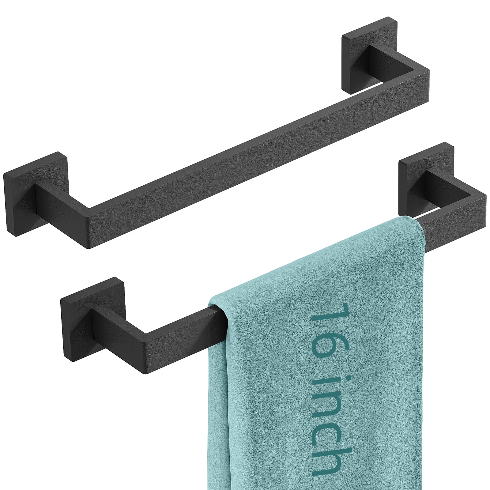 FLE Towel Bar, Black Wall Mount Towel Holder for Bathroom Kitchen,16 Inch
