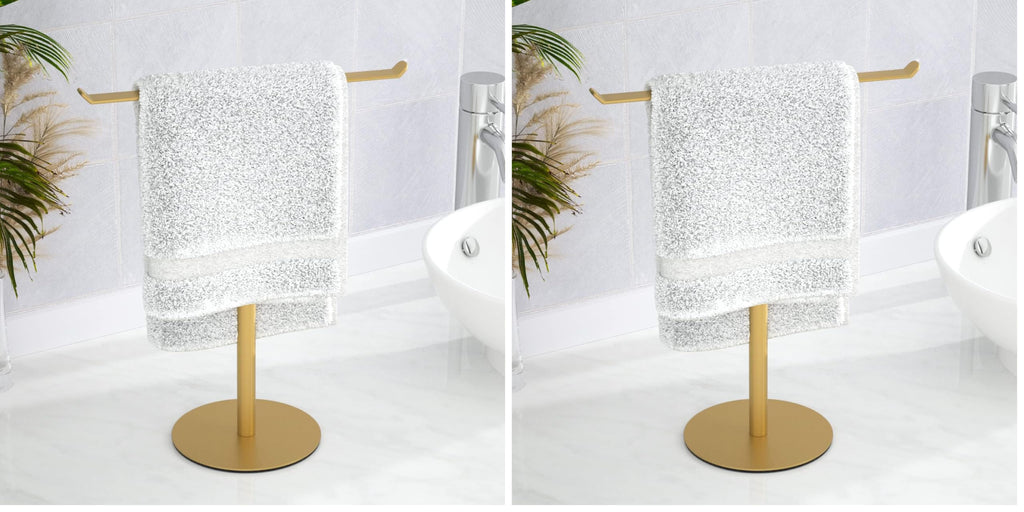 Black T-Shaped Hand Towel Holder Stand for Countertops, Stainless Steel