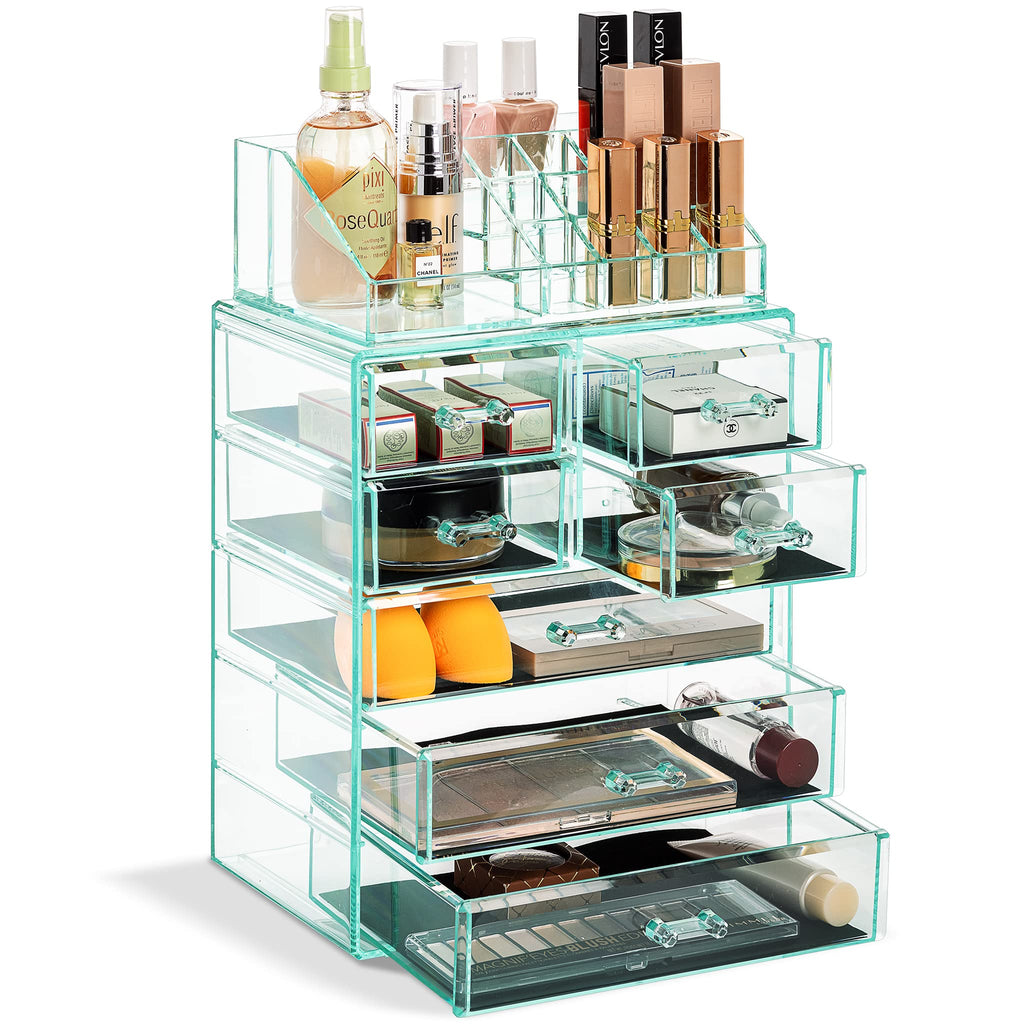 Sorbus Makeup Organizer, 7-Drawer Acrylic 2-Piece Set (Clear)