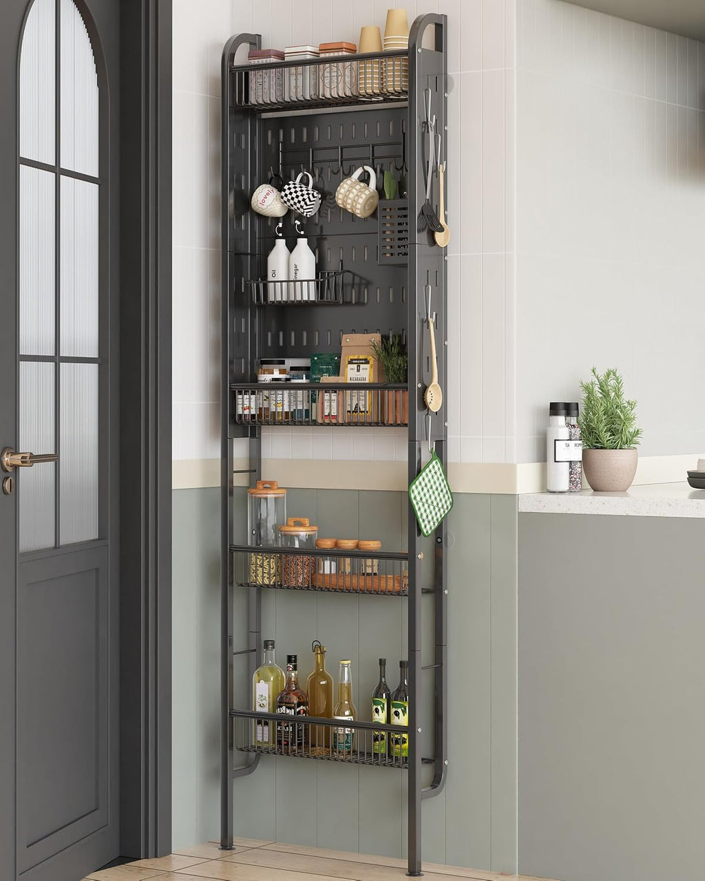 UMDONX Metal Narrow Multi-Functional Over-the-Door Storage Rack