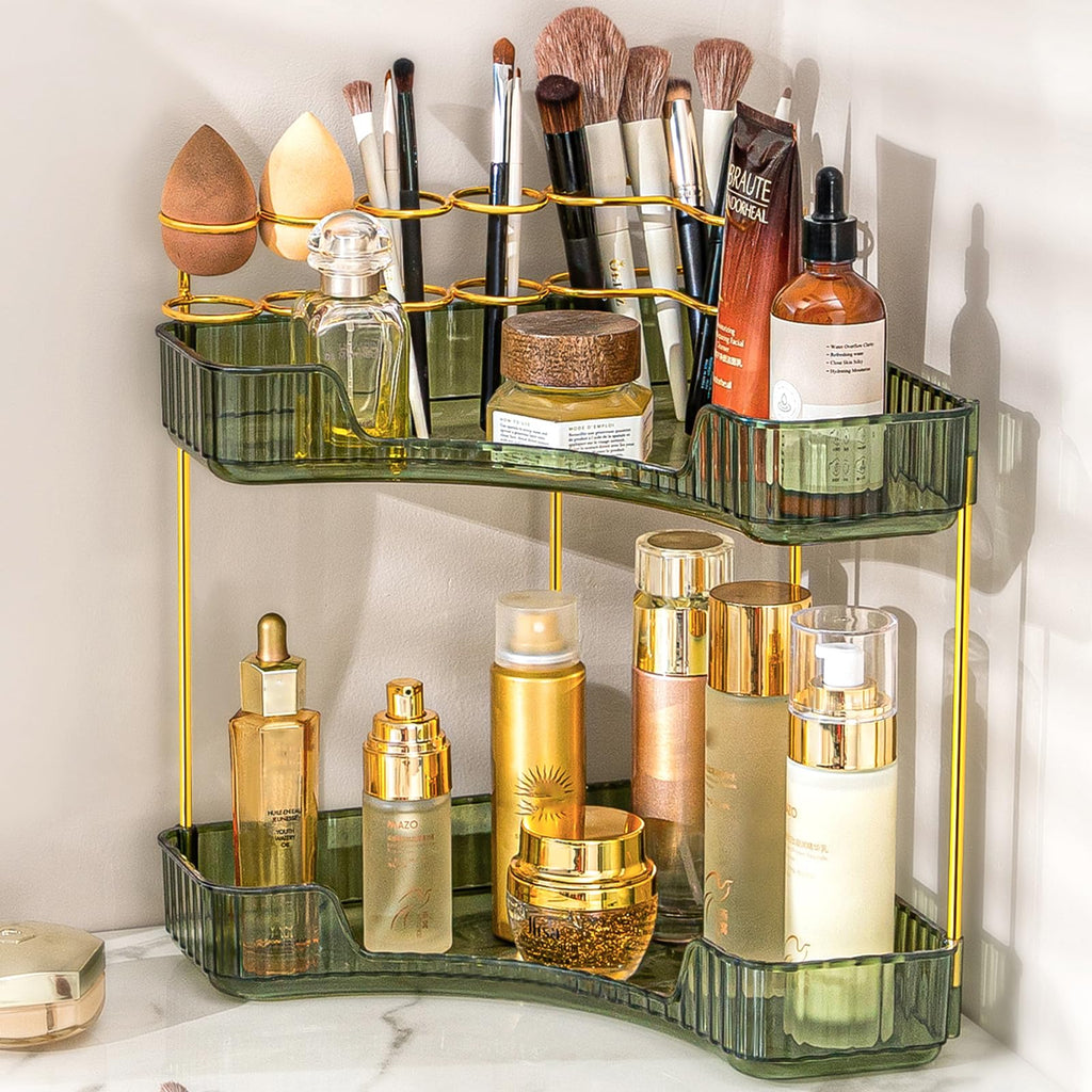 Makeup Organizer 3 Tier Bathroom Counter Organizer with Makeup Brush Holder