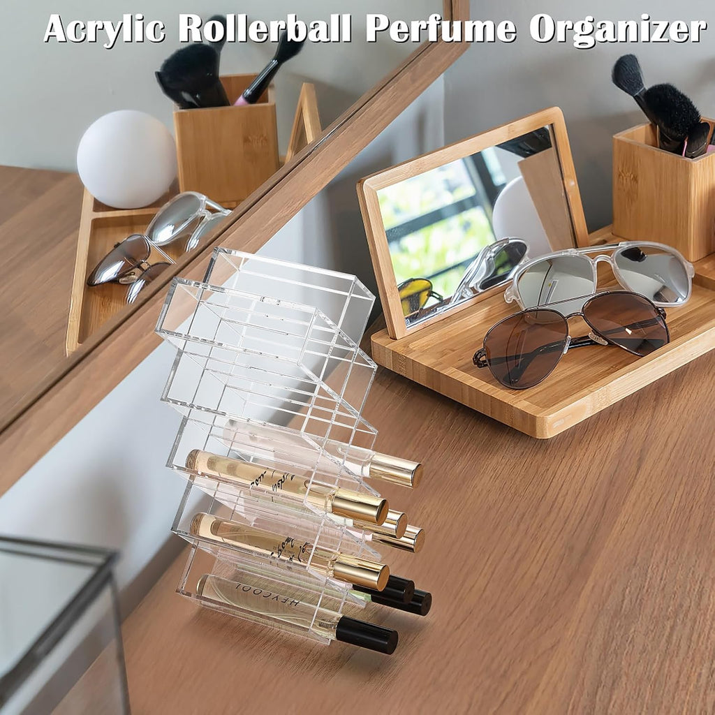 ELLDOO Rollerball Perfume Organizer, 14 Spaces Acrylic Perfume Storage