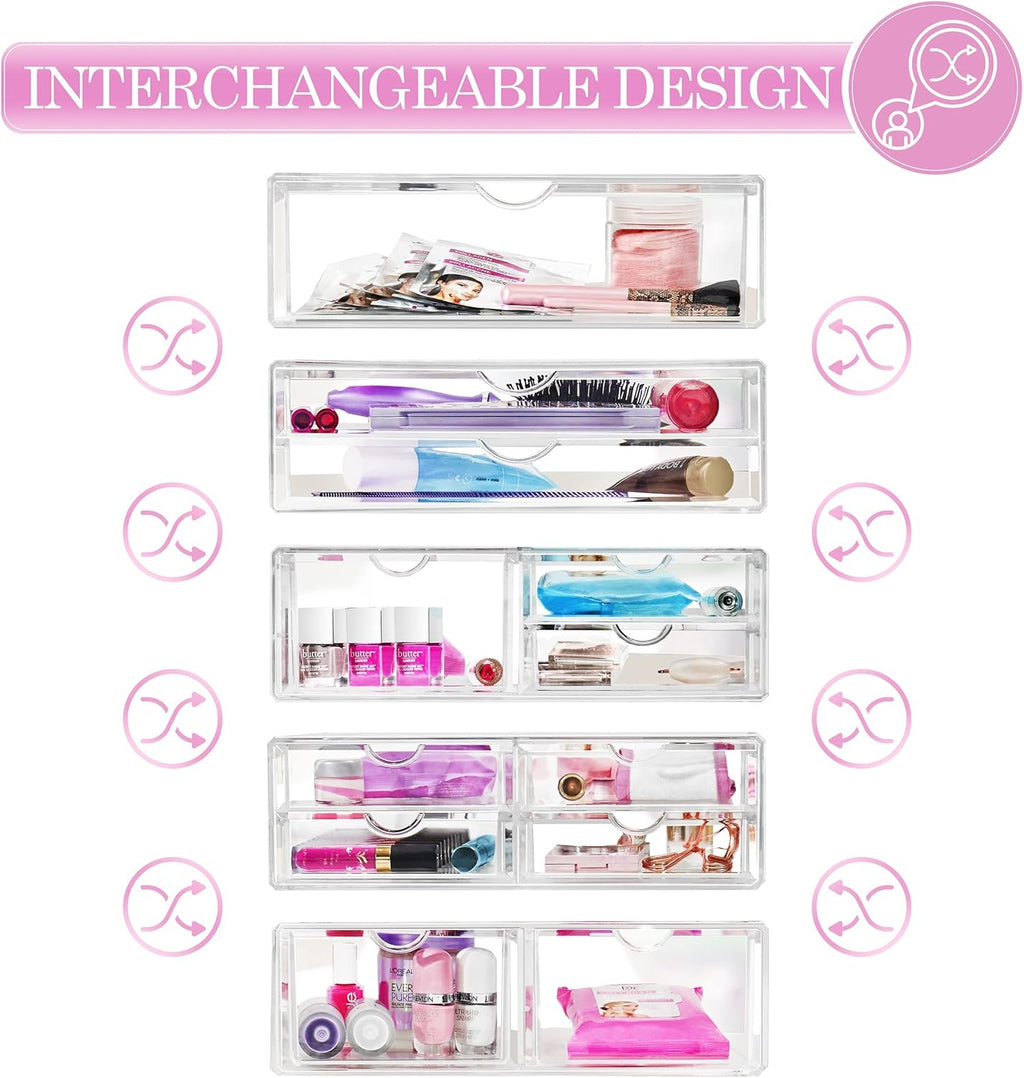 Sorbus Acrylic Drawers, Clear Makeup Organizer for Vanity (2 Wide Drawers)