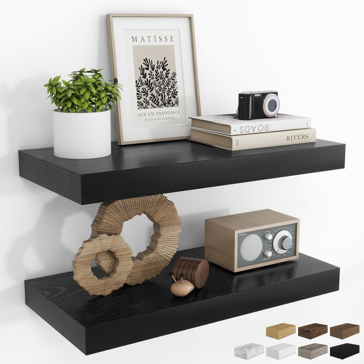 RICHFOCUS 28Inch Floating Shelves for Wall 2 Pack Shelves for Bedroom|Kitchen|Bathroom|Laundry Room Rustic Wood Wall Mounted Shelf with Invisible Brackets for Books|Storage|Decor, Oak